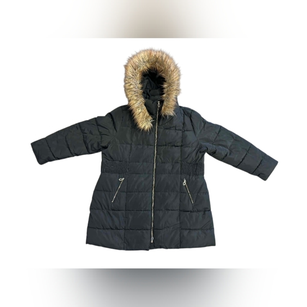 Alta Puffer Coat Black Faux Fur Hood Size 3X EUC Black Puffer - Picture 4 of 9